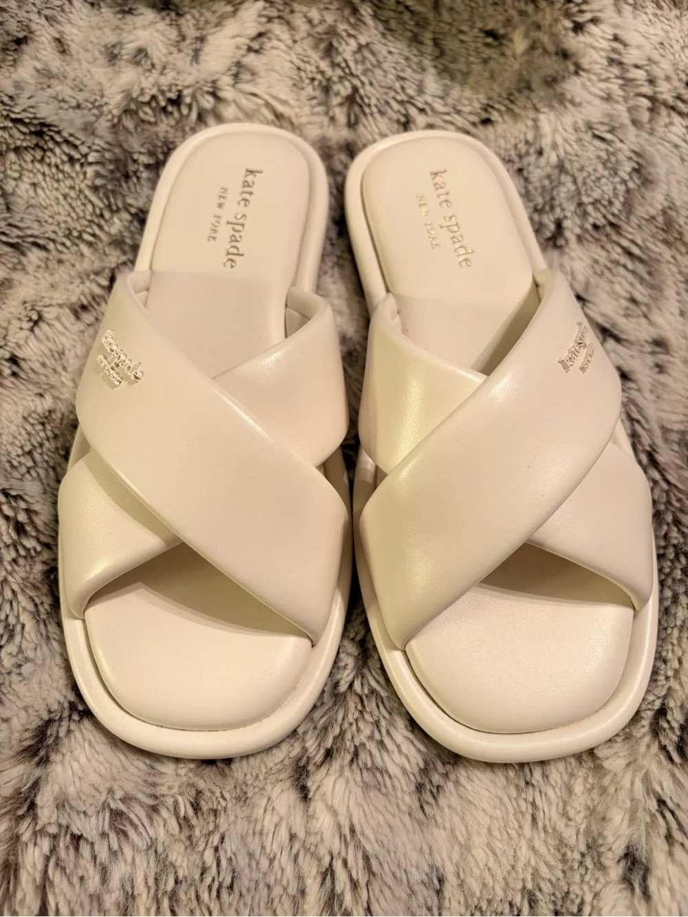 kate spade Cream Crossover Rio Slide Sandals